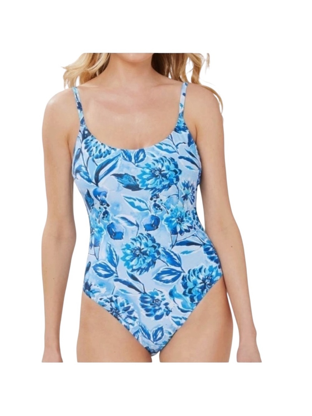 Andie‎ Baia Blue Floral One-Piece Swimsuit NWT